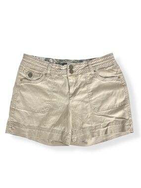 Vintage Y2K Mid Rise Khaki Utility Military Mini Shorts 2000s Cotton Lightweight
